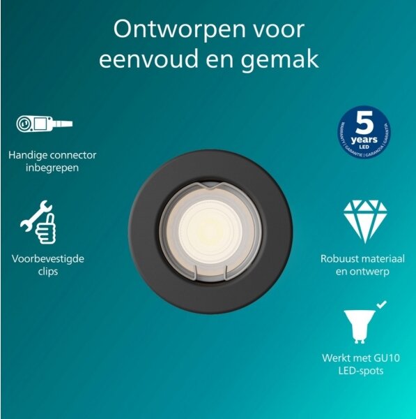 Philips - Вградено осветително тяло PERIDOT 1xGU10/7W/230V черно