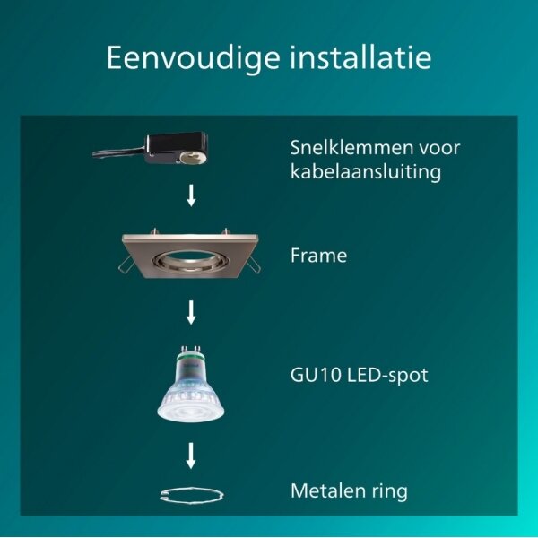 Philips - Комплект от 3 вградени осветителни тела PERIDOT, 1xGU10/7W/230V, сребрист