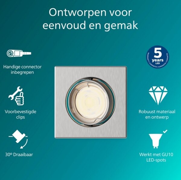 Philips - Вградено осветително тяло PERIDOT 1xGU10/7W/230V сребристо