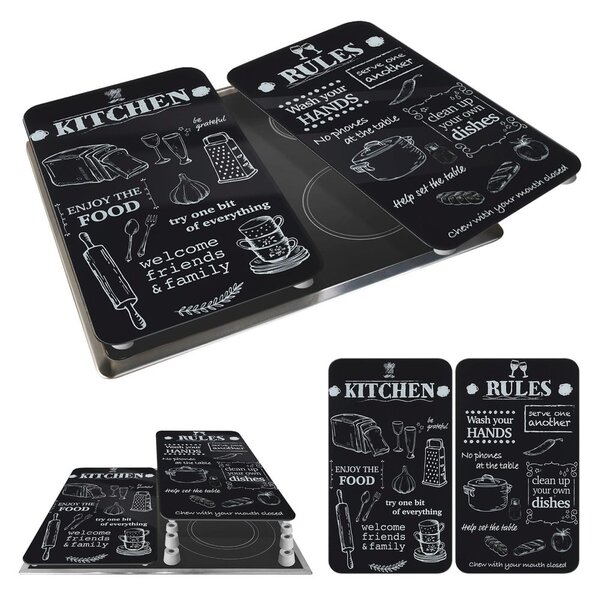 Капаци за печка 2 бр. от закалено стъкло 52x30 cm Kitchen Rules – Maximex