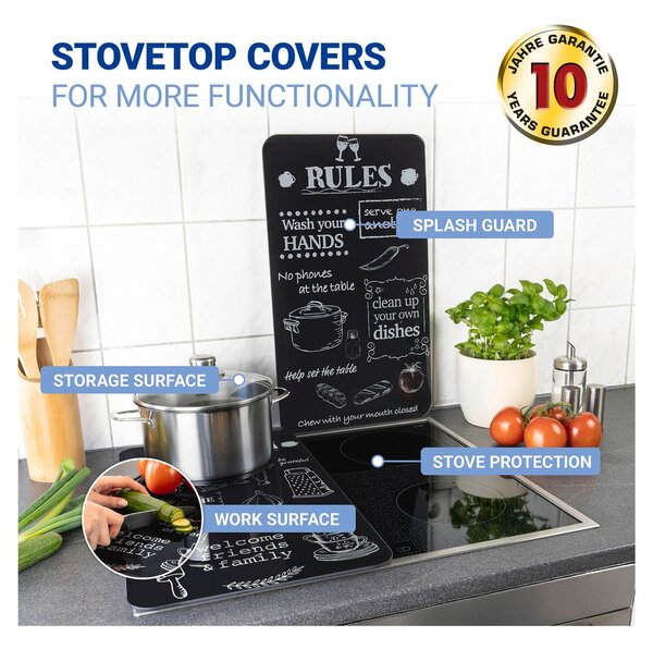 Капаци за печка 2 бр. от закалено стъкло 52x30 cm Kitchen Rules – Maximex