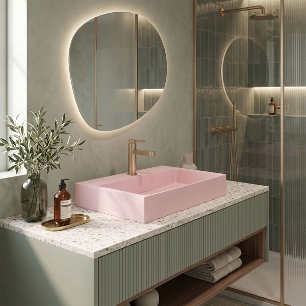 Умивалник МРАМОРЕН КОМПОЗИТ Rea GOYA PINK 60CM