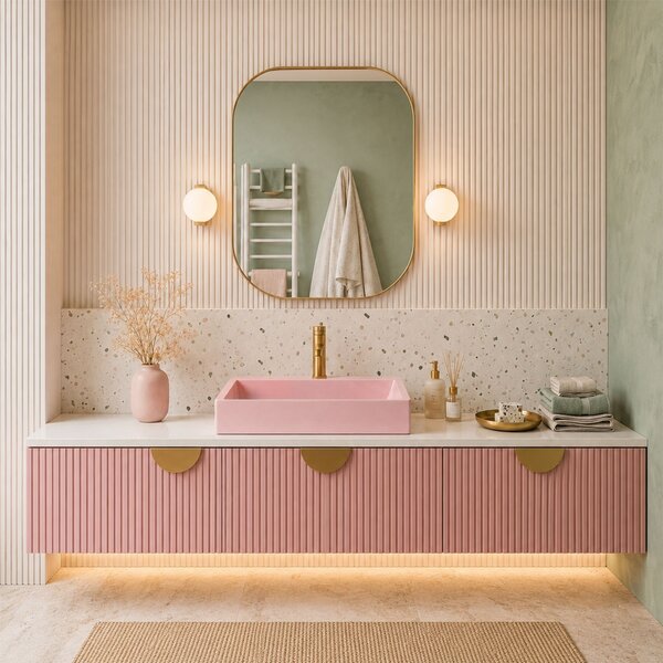 Умивалник МРАМОРЕН КОМПОЗИТ Rea GOYA PINK 60CM