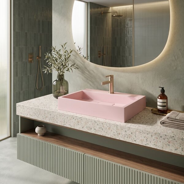 Умивалник МРАМОРЕН КОМПОЗИТ Rea GOYA PINK 60CM