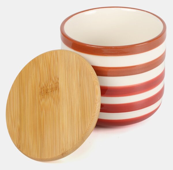Sinsay - Керамичен съд за храна с бамбуков капак - червeн
