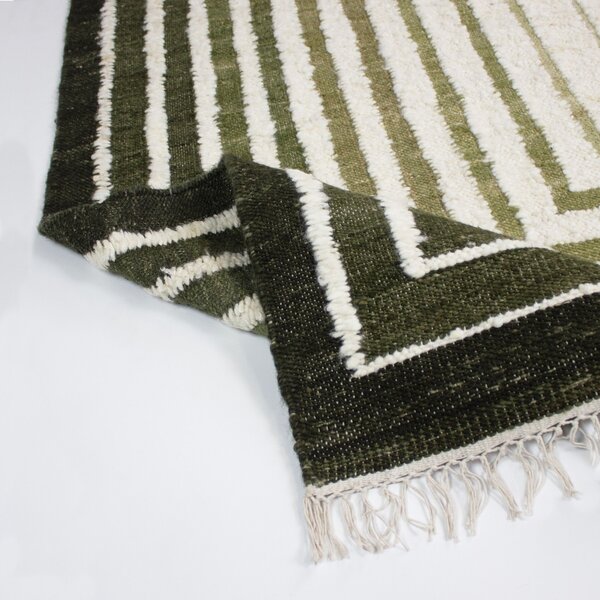 Covor Boucle Wool Frame Verde 140x200 cm