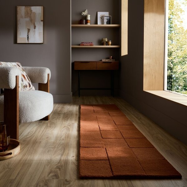 Covor traversa Checkerboard Teracota 60x230 cm