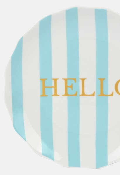 Sinsay - Керамична чиния с надпис Hello - бледозелено
