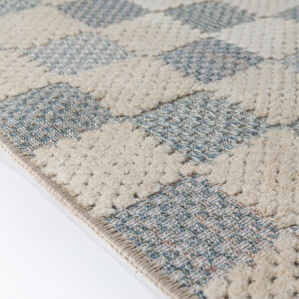 Covor Muted Checkerboard Albastru 116x170 cm