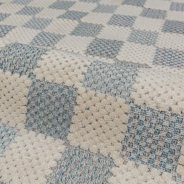 Covor Muted Checkerboard Albastru 116x170 cm