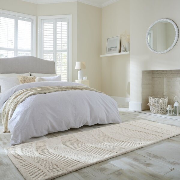 Covor traversa Sculptured Wave Alb 80x230 cm