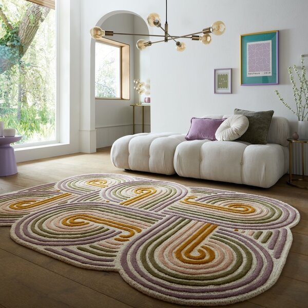 Covor Spiral Shaped Wool Verde 140x200 cm