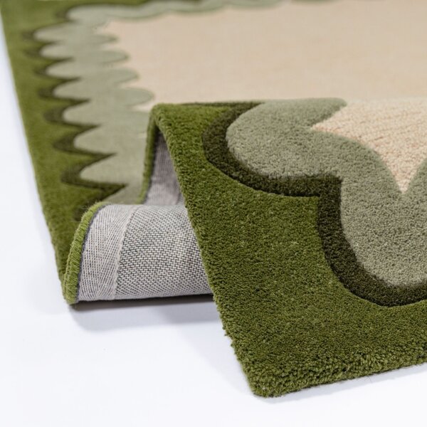 Covor traversa Wiggle Wool Verde oliv 80x230 cm