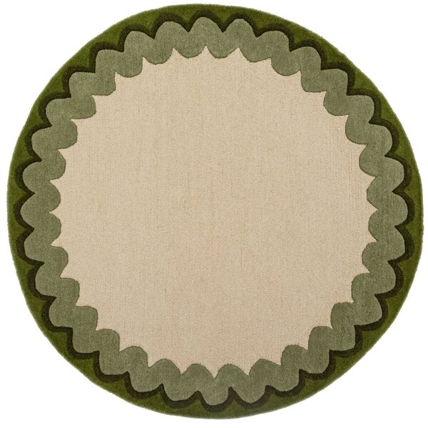 Covor rotund Wiggle Wool Verde oliv 160x160 cm