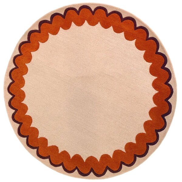 Covor rotund Wiggle Wool Portocaliu 160x160 cm