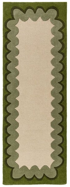 Covor traversa Wiggle Wool Verde oliv 80x230 cm