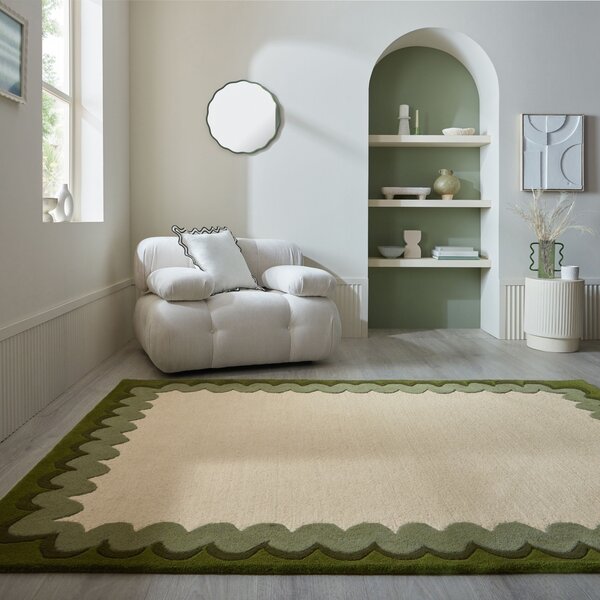 Covor Wiggle Wool Verde oliv 140x200 cm