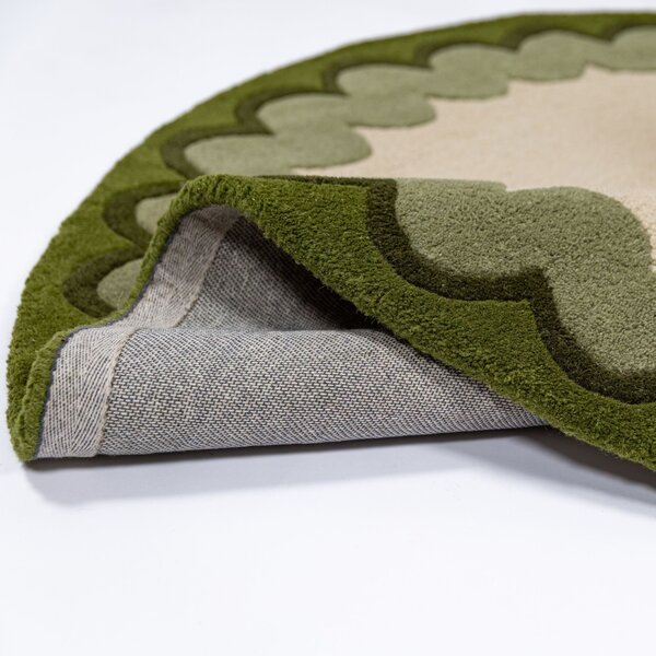 Covor rotund Wiggle Wool Verde oliv 160x160 cm