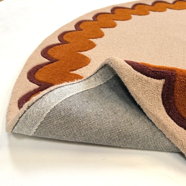 Covor rotund Wiggle Wool Portocaliu 160x160 cm
