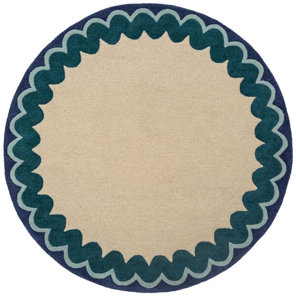 Covor rotund Wiggle Wool Turcoaz 160x160 cm
