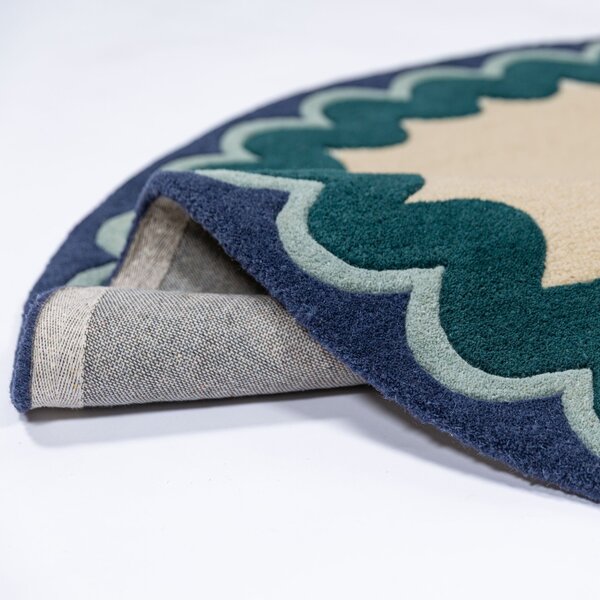 Covor rotund Wiggle Wool Turcoaz 160x160 cm