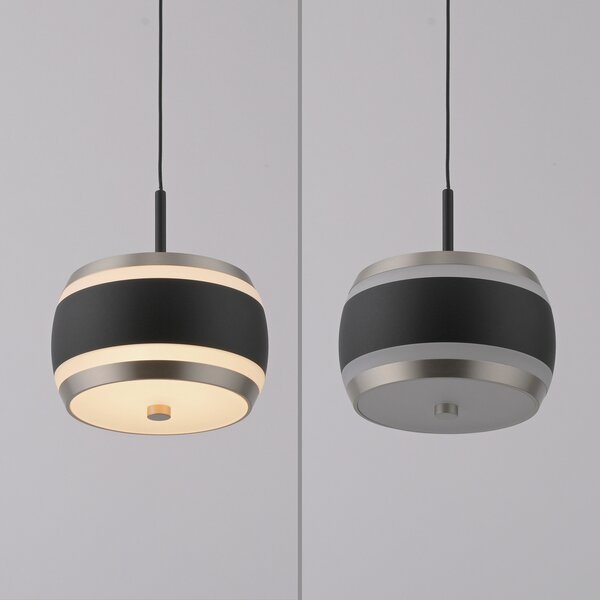 PURE LED висяща лампа Falling Rings, черна, Ø 13 cm, CCT, Затъмняване, Черен, Дневна/трапезария, Метал, Модерен