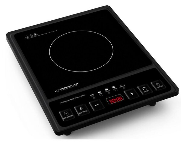 Индукционен котлон Esperanza Krakatau EKH005, 2000W, 80-270°C, 5 функции, Черен