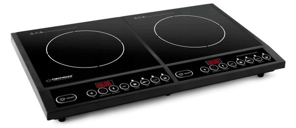 Индукционен котлон двоен Esperanza EKH008, 2x2000W, 270℃, 4 функции, Кристална плоча, Черен