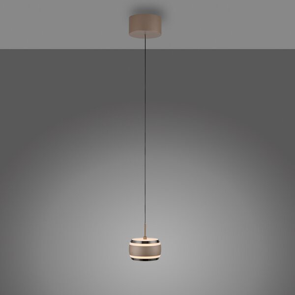 PURE LED висяща лампа Falling Rings, бронз Ø 13 cm, CCT, Затъмняване, Бронзов / античен месинг, Дневна/трапезария, Метал, Модерен