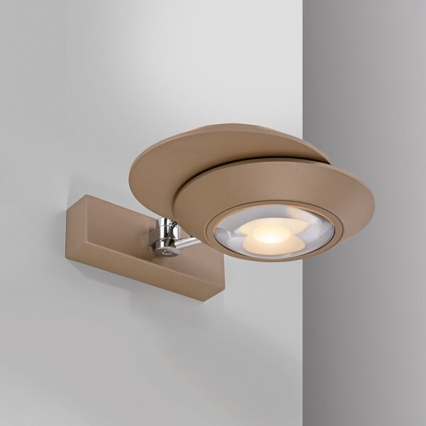 PURE LED стенна лампа Oculis, бронзов цвят, 30 см, желязо, с 2 лампи, Затъмняване, Бронзов / античен месинг, Дневна/трапезария, Метал, Модерен