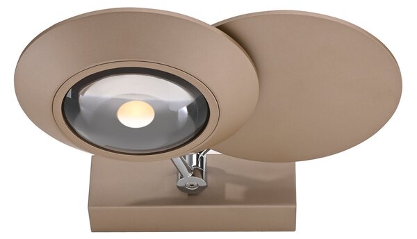 PURE LED стенна лампа Oculis, бронзов цвят, 30 см, желязо, с 2 лампи, Затъмняване, Бронзов / античен месинг, Дневна/трапезария, Метал, Модерен