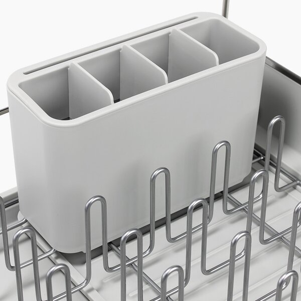 Сушилник за съдове Joseph Joseph Extend Steel Plus 6500041, До 16 части, Разтегателен, Релси за чаши, Отцеждане, Разглобяем, Неръждаема стомана, Бял