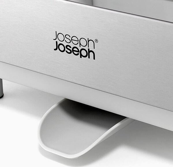Сушилник за съдове Joseph Joseph Extend Steel Plus 6500041, До 16 части, Разтегателен, Релси за чаши, Отцеждане, Разглобяем, Неръждаема стомана, Бял