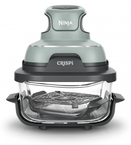 Фритюрник с горещ въздух преносим 4в1 Ninja CRISPi FN101EUSG, 1700W, 3.8l, 6 порции, 2 стъклени контейнера, 4 програми, Без PFAS и BPA, Зелен
