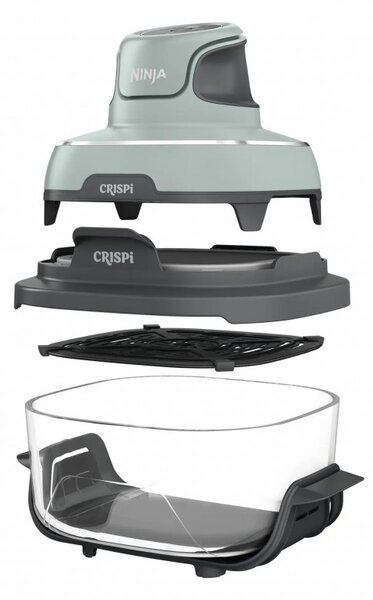 Фритюрник с горещ въздух преносим 4в1 Ninja CRISPi FN101EUSG, 1700W, 3.8l, 6 порции, 2 стъклени контейнера, 4 програми, Без PFAS и BPA, Зелен