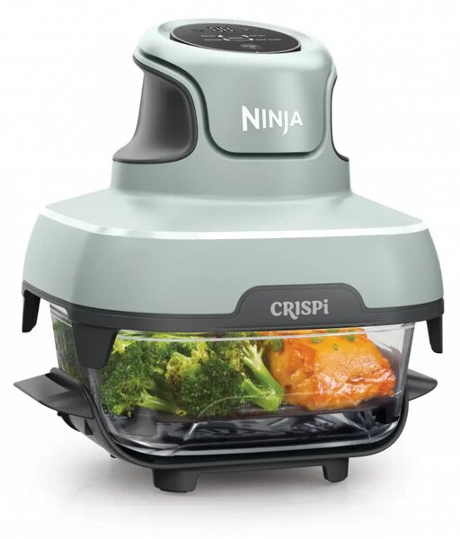 Фритюрник с горещ въздух преносим 4в1 Ninja CRISPi FN101EUSG, 1700W, 3.8l, 6 порции, 2 стъклени контейнера, 4 програми, Без PFAS и BPA, Зелен