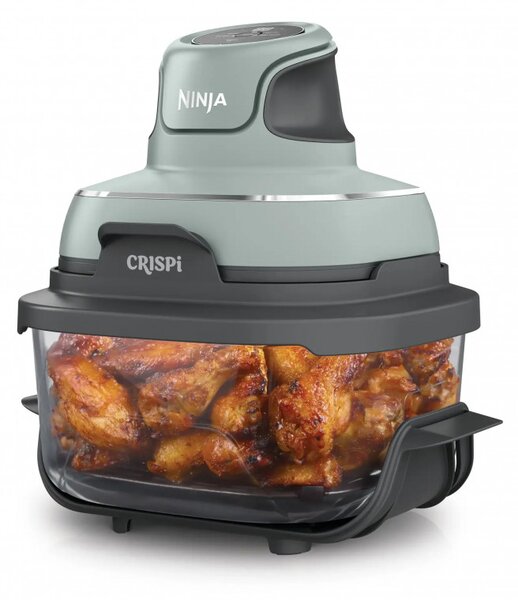 Фритюрник с горещ въздух преносим 4в1 Ninja CRISPi FN101EUSG, 1700W, 3.8l, 6 порции, 2 стъклени контейнера, 4 програми, Без PFAS и BPA, Зелен