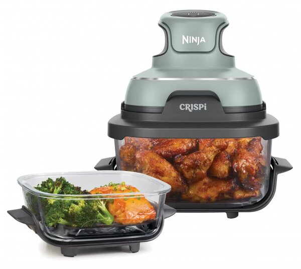 Фритюрник с горещ въздух преносим 4в1 Ninja CRISPi FN101EUSG, 1700W, 3.8l, 6 порции, 2 стъклени контейнера, 4 програми, Без PFAS и BPA, Зелен
