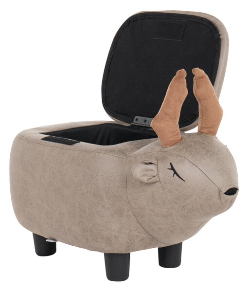 Детска табуретка с ракла - елен Carmen 3530959, 61х34х34 см, Дамаска, Сив