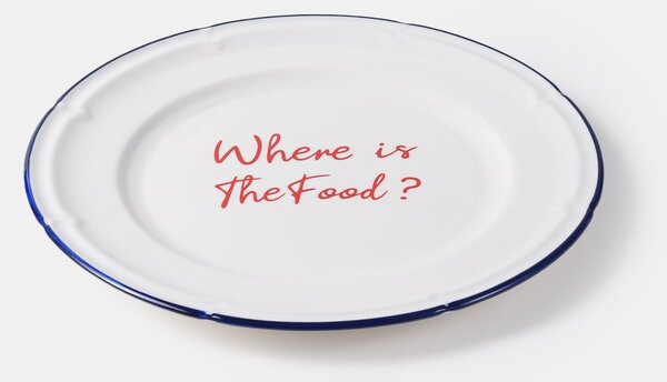 Sinsay - Керамична чиния с надпис Where is The Food? - cин