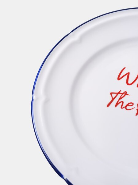 Sinsay - Керамична чиния с надпис Where is The Food? - cин