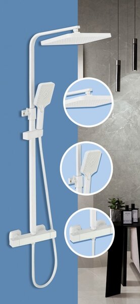 Термостатна душ система ДЕЙЗИ 6222W, регулируем, бял мат