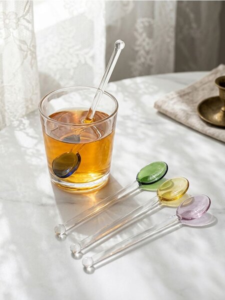 Sinsay - Комплект цветни стъклени лъжички 4 pack - clear