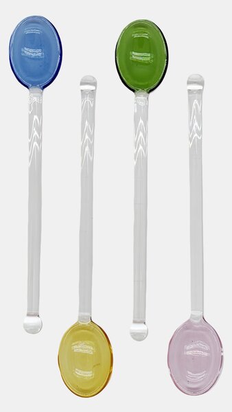 Sinsay - Комплект цветни стъклени лъжички 4 pack - clear