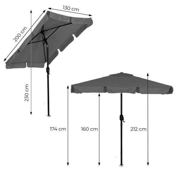 Елегантен градински чадър с регулируем наклон 200x130 cm Зелено