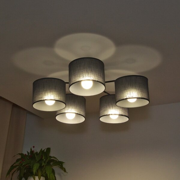 Повърхностно монтиран полилей ALBA 5xE27/15W/230V сив