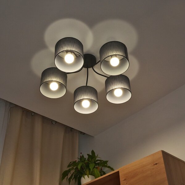 Повърхностно монтиран полилей ALBA 5xE27/15W/230V сив