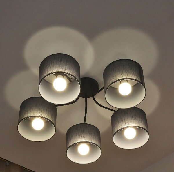 Повърхностно монтиран полилей ALBA 5xE27/15W/230V сив
