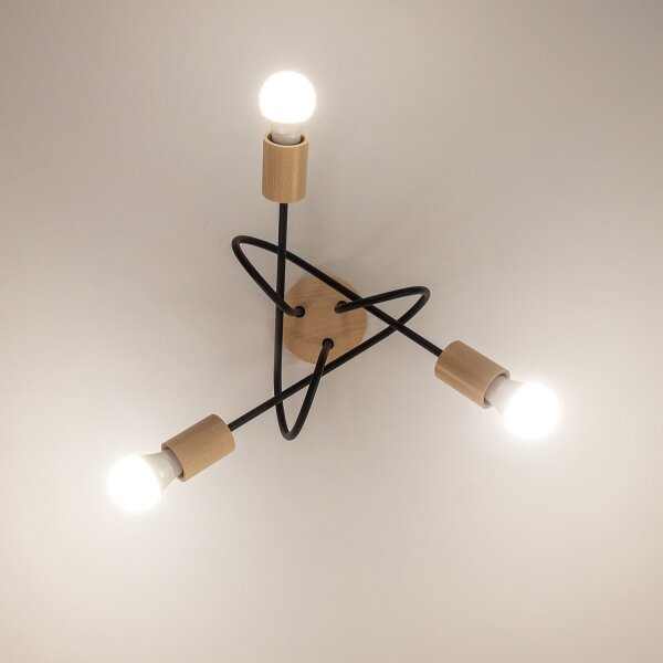 Плафон OXFORD 3xE27/15W/230V бор/черен
