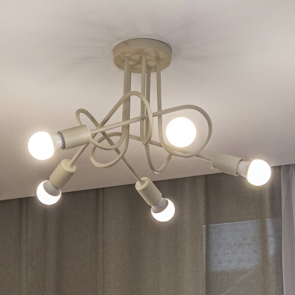Плафониера OXFORD 5xE27/15W/230V кремава